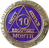 1 - 11 Month AA Medallion Reflex Purple Gold Plated Sobriety Chip Coin - RecoveryChip