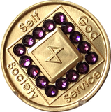 1 - 40 Year Official NA Medallion With Velvet Purple Color Swarovski Crystal