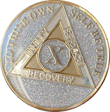 1 2 3 4 5 6 7 8 9 or 10 Year AA Medallion Opal Silver Glitter Tri-Plate Sobriety Chip