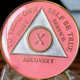 1 - 40 Year AA Medallion Reflex Pink Gold Plated RecoveryChip Design