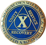 AA Medallion Reflex Blue Color Gold Plated Year 1 - 45 Sobriety Chip - RecoveryChip