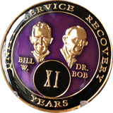 Founders AA Medallion Purple Bill & Bob Tri-Plate Sobriety Chip Year 1 - 50 - RecoveryChip