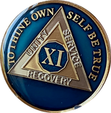 1 - 40 Year AA Medallion Midnight Blue Tri-Plate Sobriety Chip