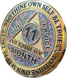 Funfetti Birthday Glitter AA Medallion Month 1 2 3 4 5 6 7 8 9 10 11 Sobriety Chip