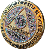 Set of 11 Recoverychip Gold Plated Month AA Medallions Months 1 2 3 4 5 6 7 8 9 10 11