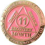 1 - 11 Month AA Medallion Reflex Pink Gold Plated Sobriety Chip Coin - RecoveryChip