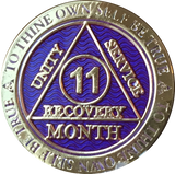 1 - 11 Month AA Medallion Reflex Purple Gold Plated Sobriety Chip Coin - RecoveryChip