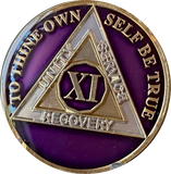 1 - 40 Year AA Medallion Metallic Purple Tri-Plate Sobriety Chip