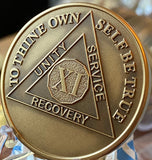 Engravable 11 Year AA Medallion Large Heavy AA Proof-like Bronze – 1½” [Challenge Coin Size Sobriety Chip