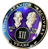Founders AA Medallion Purple Bill & Bob Tri-Plate Sobriety Chip Year 1 - 50 - RecoveryChip