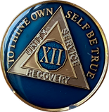 1 - 40 Year AA Medallion Midnight Blue Tri-Plate Sobriety Chip