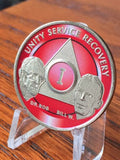 AA Founders Red Nickel Plated Any Year 1 - 65 Medallion Alcoholics Anonymous Chip Bill W Dr Bob - RecoveryChip