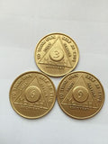 AA Alcoholics Anonymous Medallion Chip Set 3 6 9 Months Coin Coins 90 Days - RecoveryChip