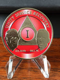AA Founders Red Nickel Plated Any Year 1 - 65 Medallion Alcoholics Anonymous Chip Bill W Dr Bob - RecoveryChip
