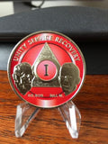 AA Founders Red Nickel Plated Any Year 1 - 65 Medallion Alcoholics Anonymous Chip Bill W Dr Bob - RecoveryChip