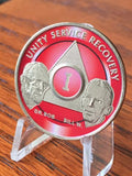 AA Founders Red Nickel Plated Any Year 1 - 65 Medallion Alcoholics Anonymous Chip Bill W Dr Bob - RecoveryChip