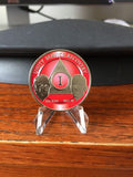 AA Founders Red Nickel Plated Any Year 1 - 65 Medallion Alcoholics Anonymous Chip Bill W Dr Bob - RecoveryChip