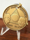 AA Alcoholics Anonymous Founders Key Chain Tag Medallion Chip Bill W Dr Bob - RecoveryChip