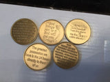 AA Alcoholics Anonymous Recovery Serenity Chip Medallion Set Of 5 Coins Bronze - RecoveryChip
