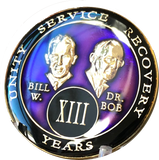 Founders AA Medallion Purple Bill & Bob Tri-Plate Sobriety Chip Year 1 - 50 - RecoveryChip