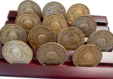1st Year Sobriety Coin Set Wood Chip Display Month 1 - 11 24 Hours and 1 year AA Medallions
