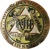1 - 15 25 and 30 Year Reflex Camo Gold Plated AA Medallion Camouflage Sobriety Chip - RecoveryChip