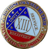 1 - 15 or 30 Year AA Medallion Reflex Red White & Blue Patriotic Gold Plated Sobriety Chip