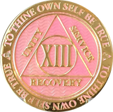 1 - 40 Year AA Medallion Reflex Pink Gold Plated Alcoholics Anonymous RecoveryChip Design - RecoveryChip