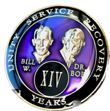 Founders AA Medallion Purple Bill & Bob Tri-Plate Sobriety Chip Year 1 - 50 - RecoveryChip