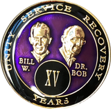 Founders AA Medallion Purple Bill & Bob Tri-Plate Sobriety Chip Year 1 - 50 - RecoveryChip