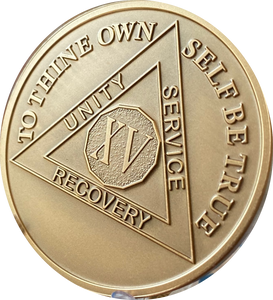 15 Year AA Medallion Large Heavy AA Proof-like Bronze – 1½” Challenge Coin Size Sobriety Chip