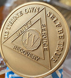 15 Year AA Medallion Large Heavy AA Proof-like Bronze – 1½” Challenge Coin Size Sobriety Chip