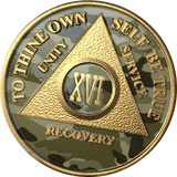 Camo & Gold Plated AA Medallion Any Year or Month 1 - 65 Alcoholics Anonymous Chip - RecoveryChip