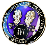 Founders AA Medallion Purple Bill & Bob Tri-Plate Sobriety Chip Year 1 - 50 - RecoveryChip