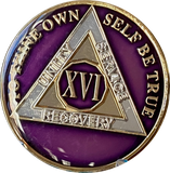1 - 40 Year AA Medallion Metallic Purple Tri-Plate Sobriety Chip