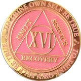 1 - 40 Year AA Medallion Reflex Pink Gold Plated Alcoholics Anonymous RecoveryChip Design - RecoveryChip