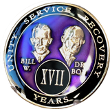Founders AA Medallion Purple Bill & Bob Tri-Plate Sobriety Chip Year 1 - 50 - RecoveryChip