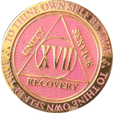 1 - 40 Year AA Medallion Reflex Pink Gold Plated Alcoholics Anonymous RecoveryChip Design - RecoveryChip