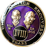 Founders AA Medallion Purple Bill & Bob Tri-Plate Sobriety Chip Year 1 - 50 - RecoveryChip