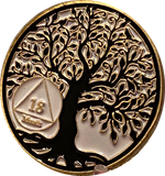 1 2 3 4 5 6 7 8 9 10 11 18 Month AA Medallion Tree Of Life Black White Serenity Prayer Coin