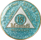 24 Hours AA Medallion Purple or Pink or Aqua Glitter Tri-Plate Sobriety Chip - RecoveryChip