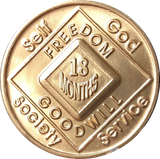 NA Medallion Bronze Narcotics Anonymous Chips Year 1 - 65 and 18 Months - RecoveryChip