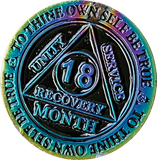 1 2 3 4 5 6 7 8 9 10 11 or 18 Month Rainbow Plated AA Medallion Sobriety Chip