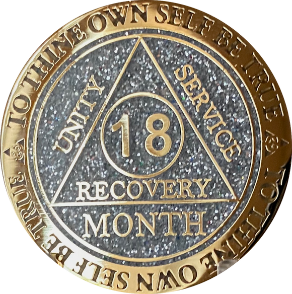 1 2 3 6 9 or 18 Month AA Medallion Reflex Silver Glitter Gold Plated Sobriety Chip