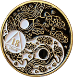 18 Month AA Medallion Ying Yang Black and White Serenity Prayer Chip