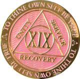 1 - 40 Year AA Medallion Reflex Pink Gold Plated Alcoholics Anonymous RecoveryChip Design - RecoveryChip