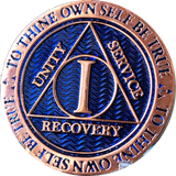 1 Year Copper Plated AA Medallion Reflex Blue Design By Recoverychip.com - RecoveryChip