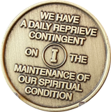 God's Will = Daily Reprieve = Freedom - AA Alcoholics Anonymous Spiritual Condition Bronze Sobriety Medallion RecoveryChip - RecoveryChip