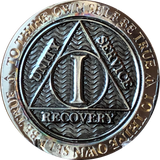 1 2 3 4 5 6 7 8 9 or 10 Year Gun Metal AA Medallion Reflex Design By Recoverychip.com - RecoveryChip