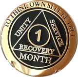 1 Month AA Medallions Bronze Gold Plated and Color Sobriety 30 Day Medallion Chip Coin